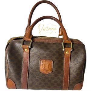 Céline Macadam Pvc Leather Canvas Brown Satchel